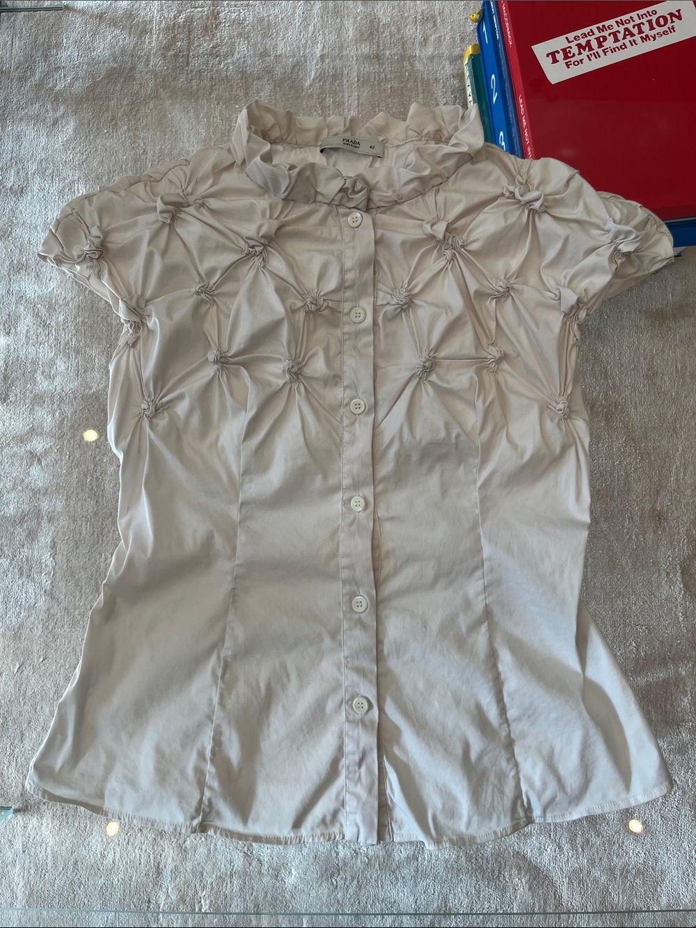 Prada Pale Pink Knotted Floral Button-Down Shirt